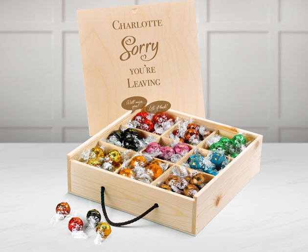 Retirement Lindor Truffle Gift Box With Engraved Personalised Lid